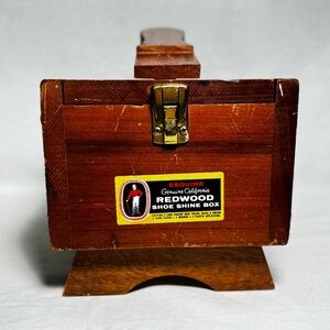 Vintage Esquire Genuine California Redwood Shoe Shine Box